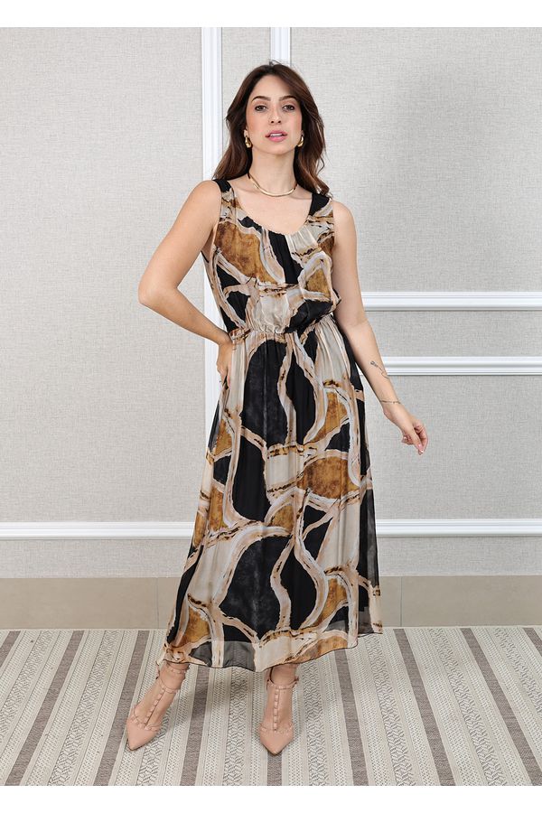 Vestido Mármore Seda Italiana Preto . - Loja Linho Italiano