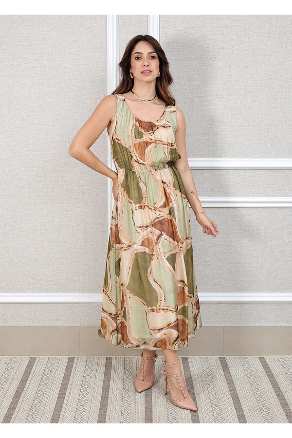 Vestido Mármore Seda Italiana Militar - Loja Linho Italiano