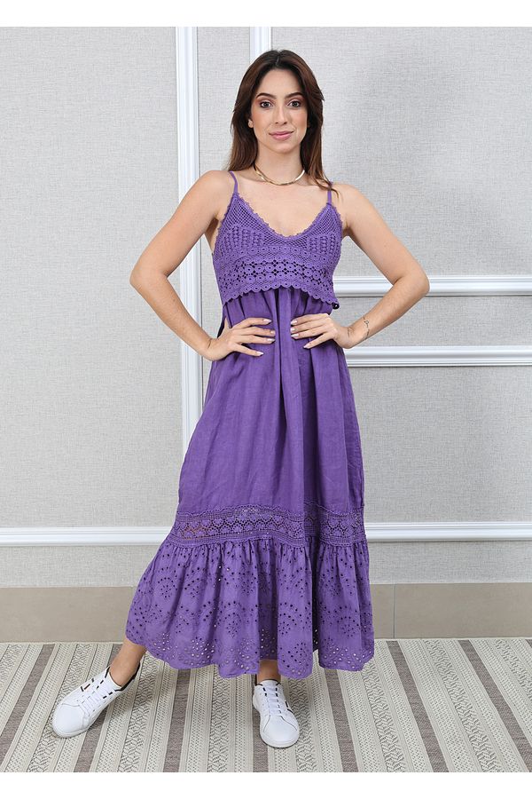 Vestido Francesca Linho Italiano Roxo - Loja Linho Italiano