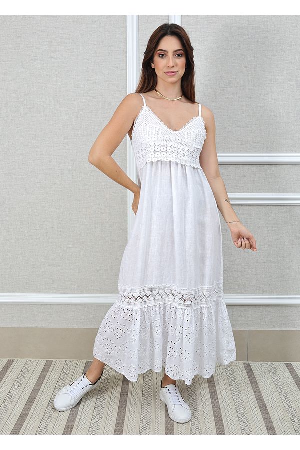 Vestido Francesca Linho Italiano Branco - Loja Linho Italiano