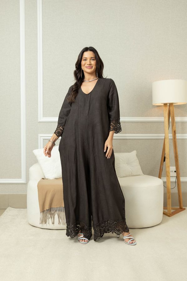 MACACÃO FLORENZA CHOCOLATE - Loja Linho Italiano