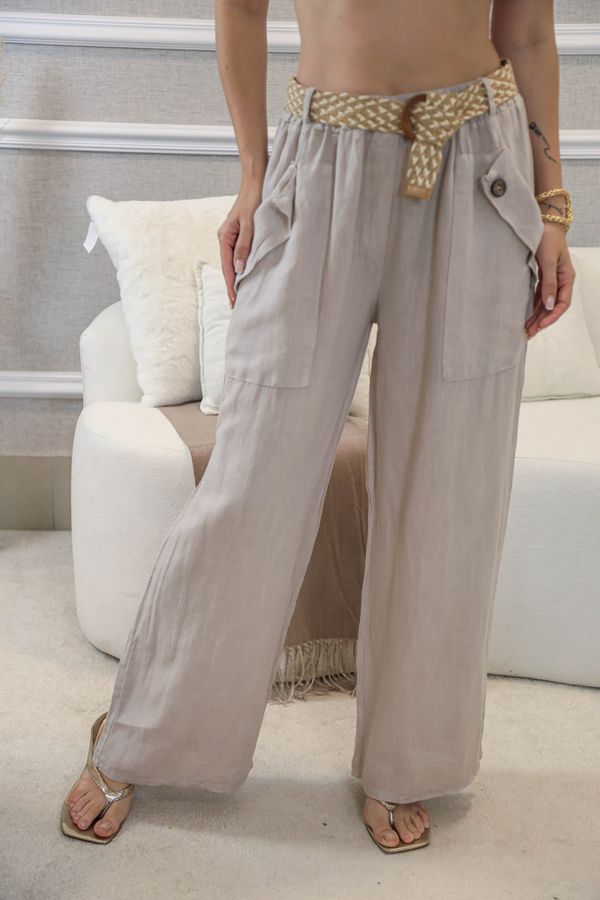 CALÇA SIMONE BEGE - Loja Linho Italiano