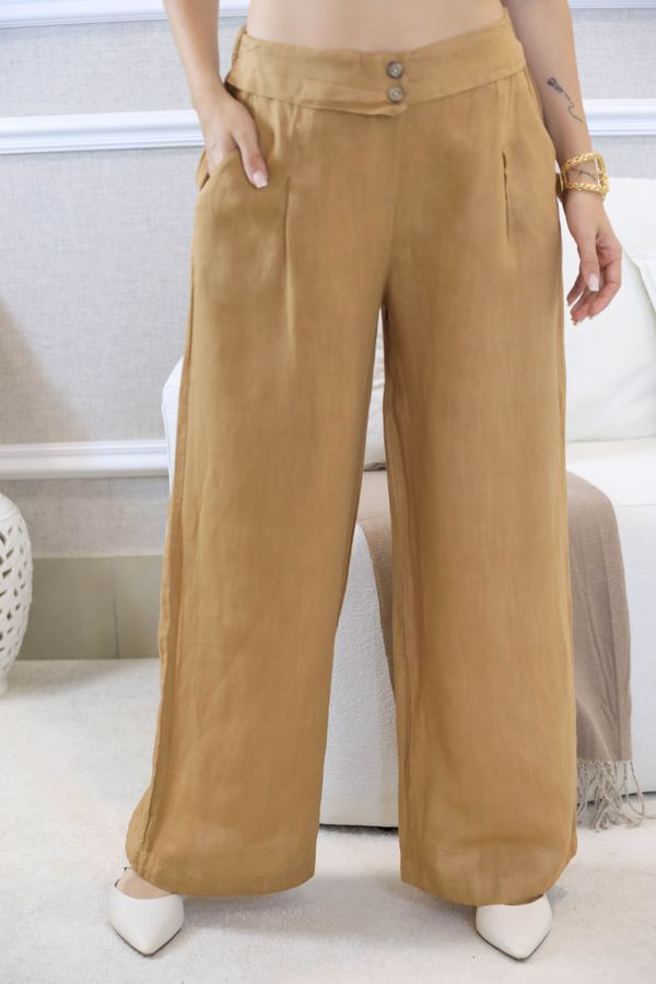 CALÇA MARLENE CARAMELO - Loja Linho Italiano