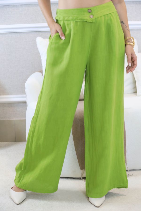 CALÇA MARLENE PISTACHE - Loja Linho Italiano