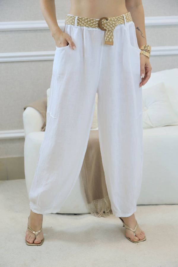 CALÇA SORAYA BRANCO - Loja Linho Italiano