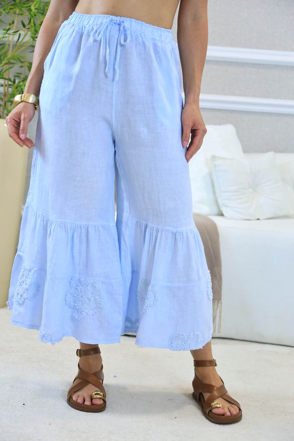 CALÇA ANNETTE AZUL BEBE - Loja Linho Italiano