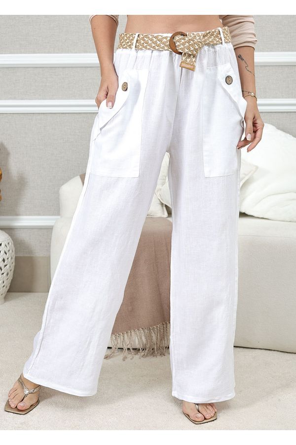 CALÇA SIMONE BRANCO - Loja Linho Italiano