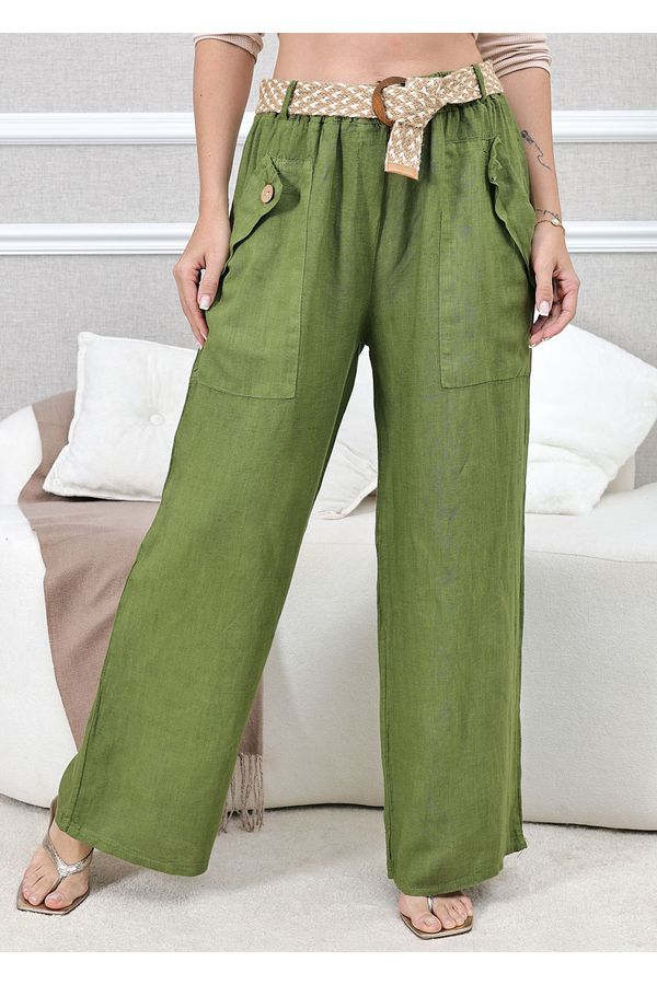 CALÇA SIMONE PISTACHE - Loja Linho Italiano