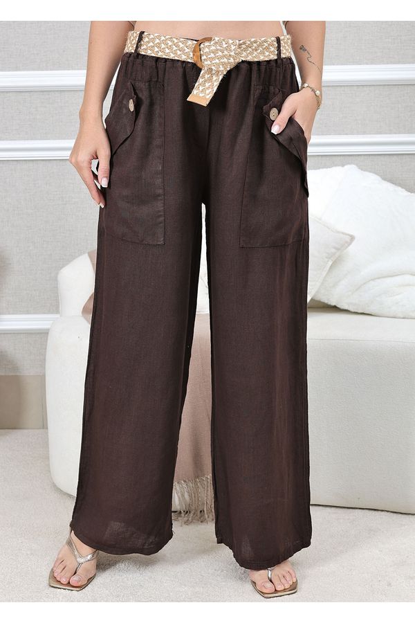 CALÇA SIMONE MARROM - Loja Linho Italiano