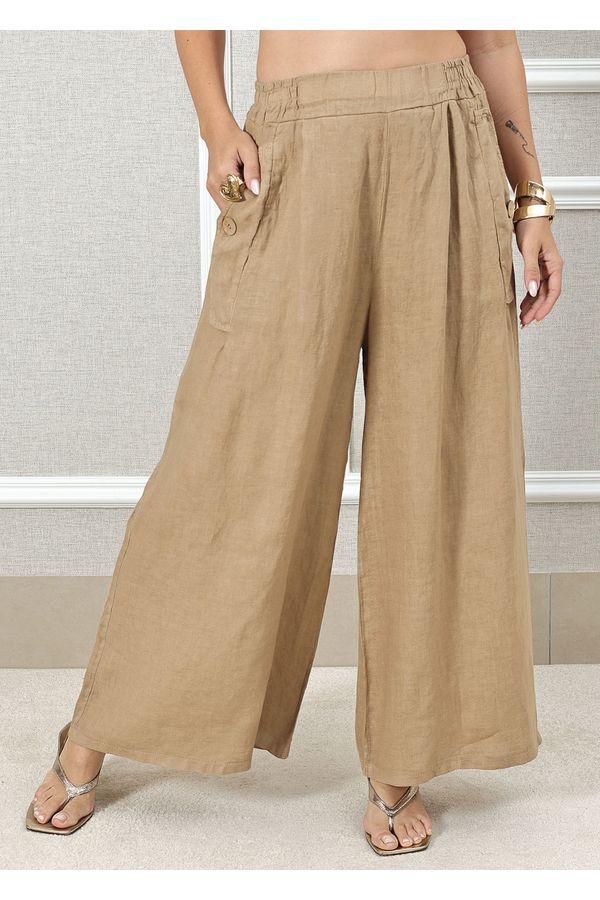 CALÇA PRISCILA CARAMELO - Loja Linho Italiano