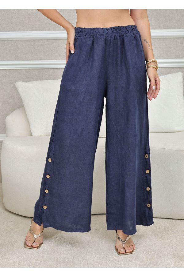 CALÇA ROSANA AZUL MARINHO - Loja Linho Italiano