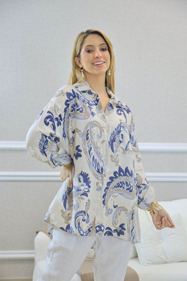 CAMISA ROBERTA BEGE - Loja Linho Italiano