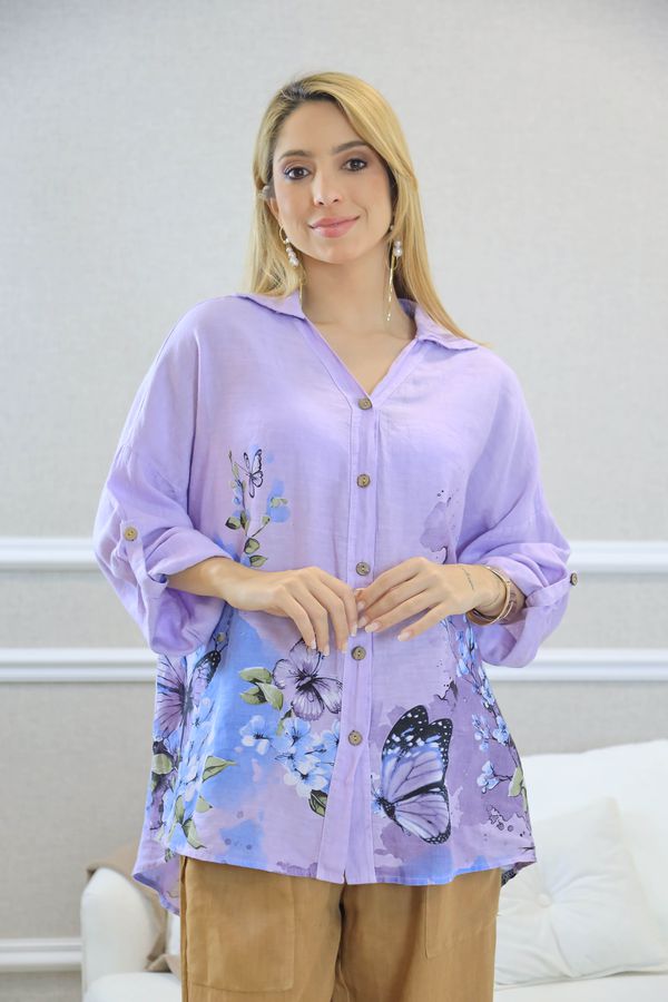 CAMISA MARIA ELOÁ LAVANDA - Loja Linho Italiano