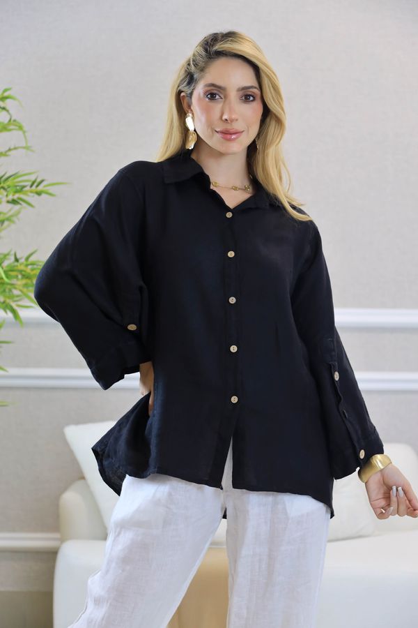 CAMISA VANDA PRETO - Loja Linho Italiano