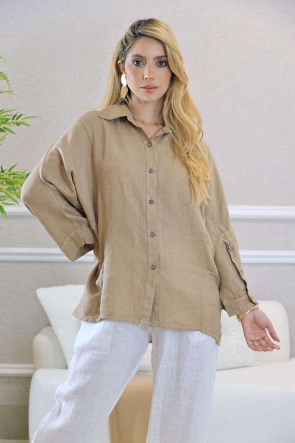 CAMISA VANDA CARAMELO - Loja Linho Italiano