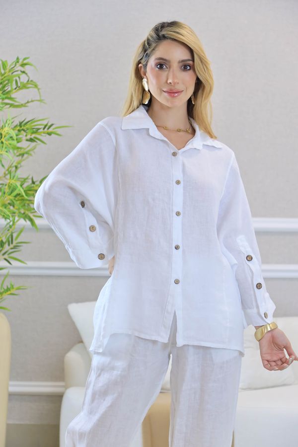 CAMISA VANDA BRANCO - Loja Linho Italiano
