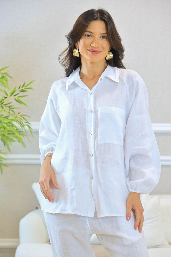 CAMISA BRENDA BRANCO - Loja Linho Italiano