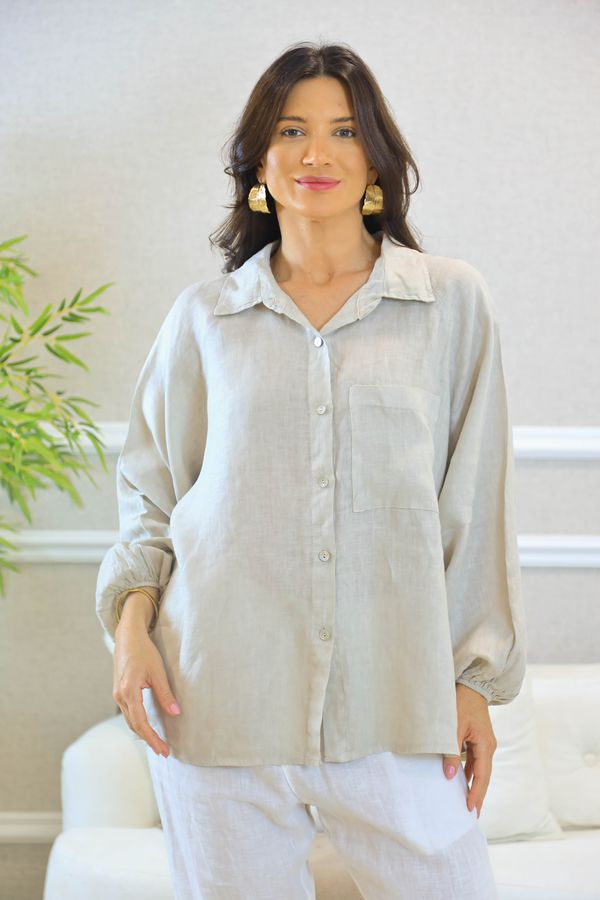 CAMISA BRENDA BEGE - Loja Linho Italiano