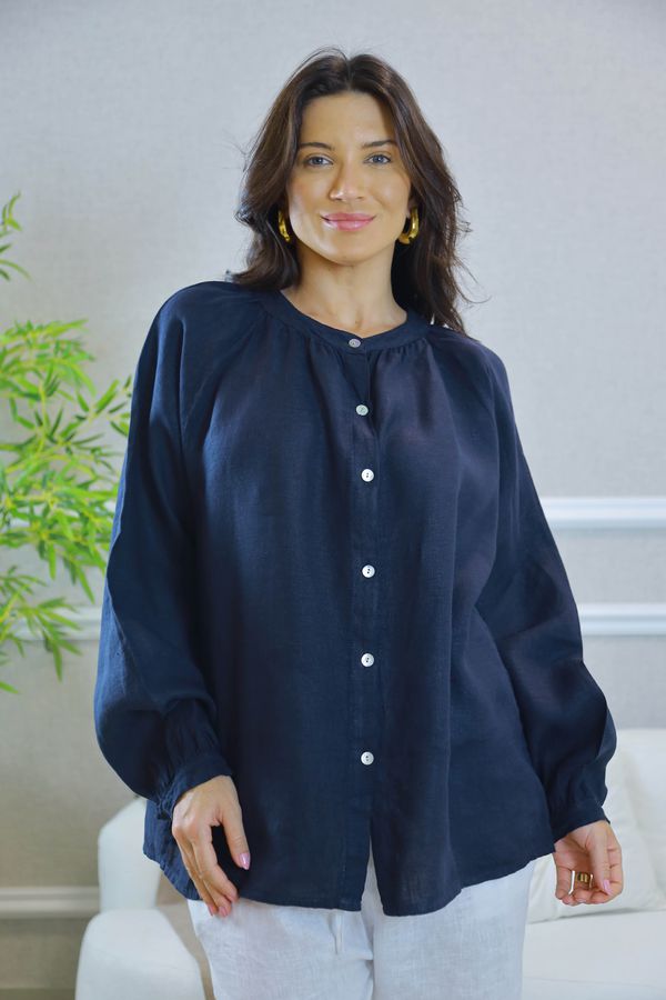 CAMISA EDWIGES MARINHO - Loja Linho Italiano