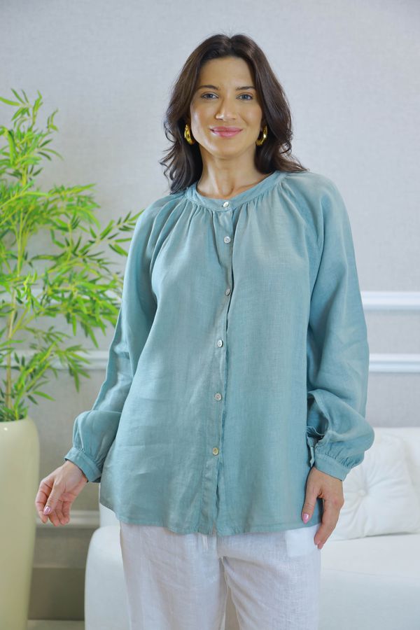 CAMISA EDWIGES MENTA - Loja Linho Italiano