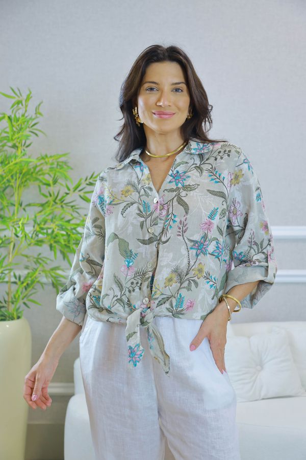 CAMISA AISHA BEGE - Loja Linho Italiano