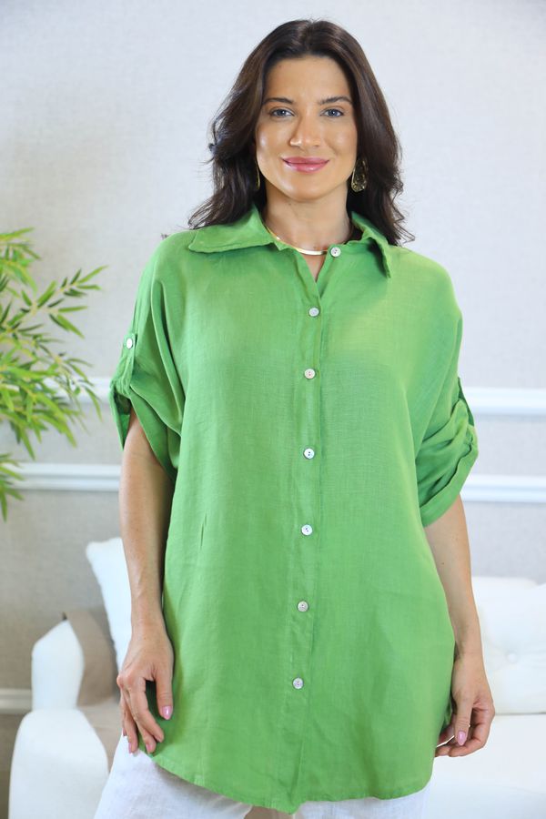 CAMISA MENDONÇA PISTACHE - Loja Linho Italiano