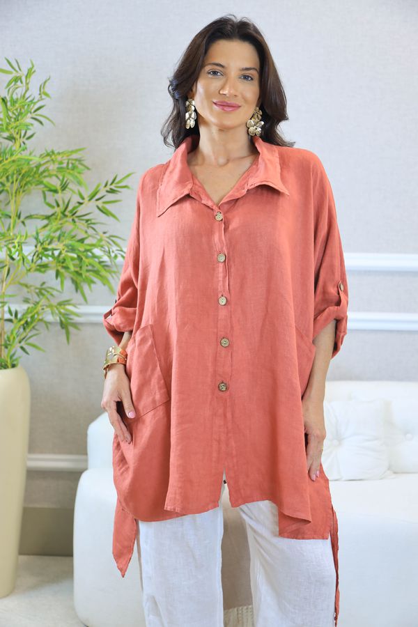 CAMISA MONICA GOIABA - Loja Linho Italiano