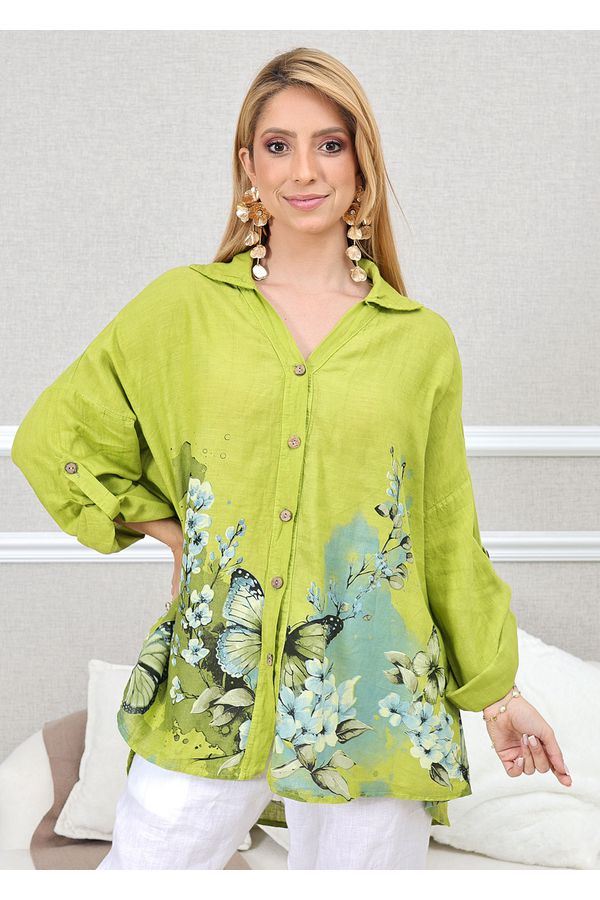 CAMISA MARIA ELOÁ PISTACHE - Loja Linho Italiano