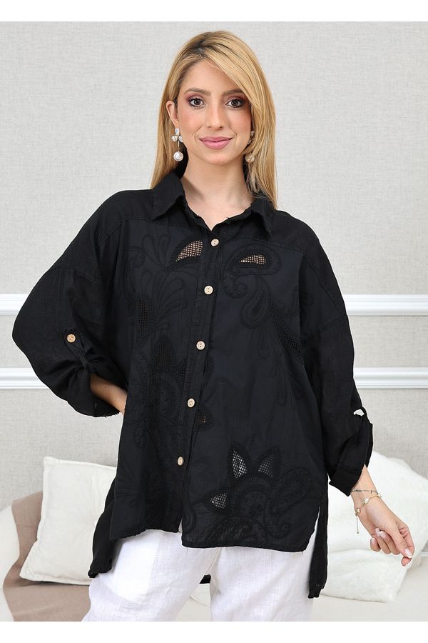 CAMISA SAMARA PRETO - Loja Linho Italiano