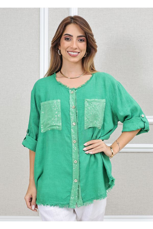 CAMISA DENISE VERDE GUCCI - Loja Linho Italiano