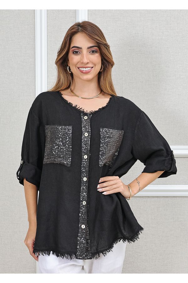 CAMISA DENISE PRETO - Loja Linho Italiano
