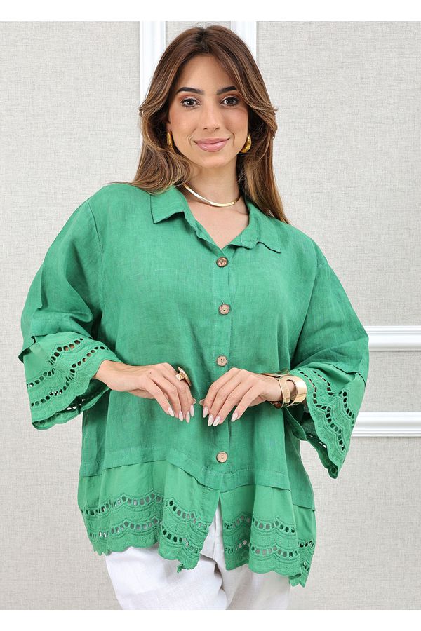 CAMISA LORENA VERDE GUCCI - Loja Linho Italiano
