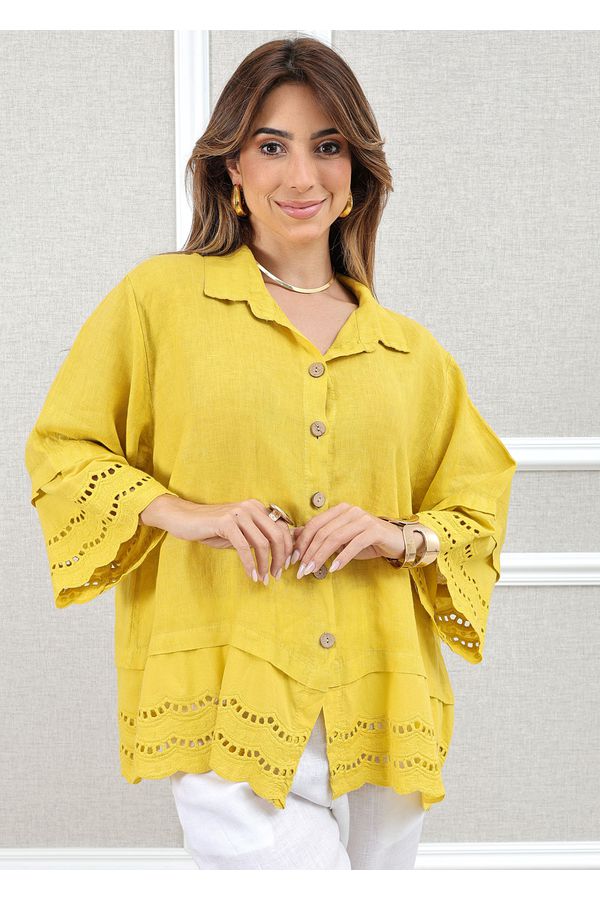 CAMISA LORENA MOSTARDA - Loja Linho Italiano
