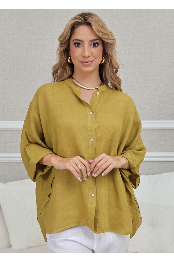 CAMISA LUANA MOSTARDA - Loja Linho Italiano