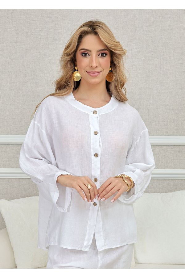 CAMISA KEILA BRANCO - Loja Linho Italiano