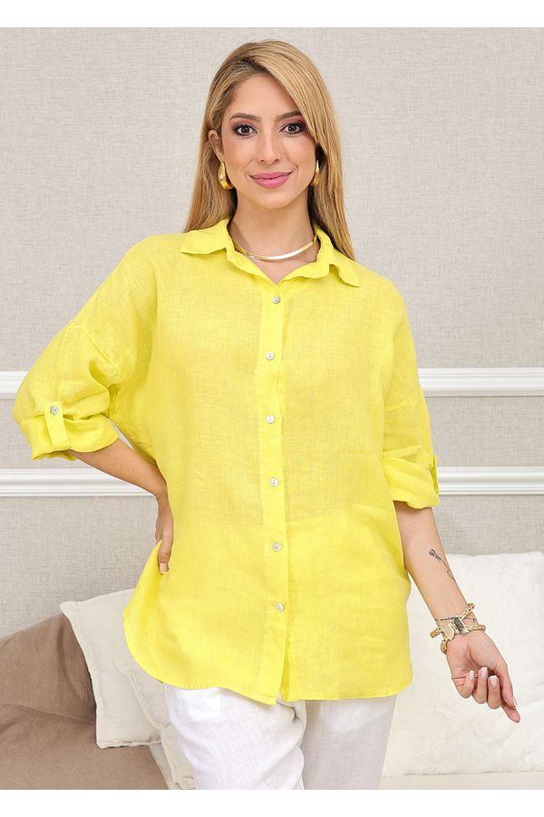 CAMISA MANDALA AMARELO - Loja Linho Italiano