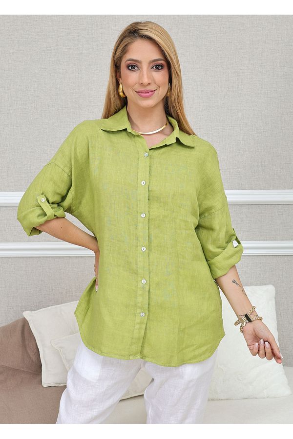 CAMISA MANDALA PISTACHE - Loja Linho Italiano
