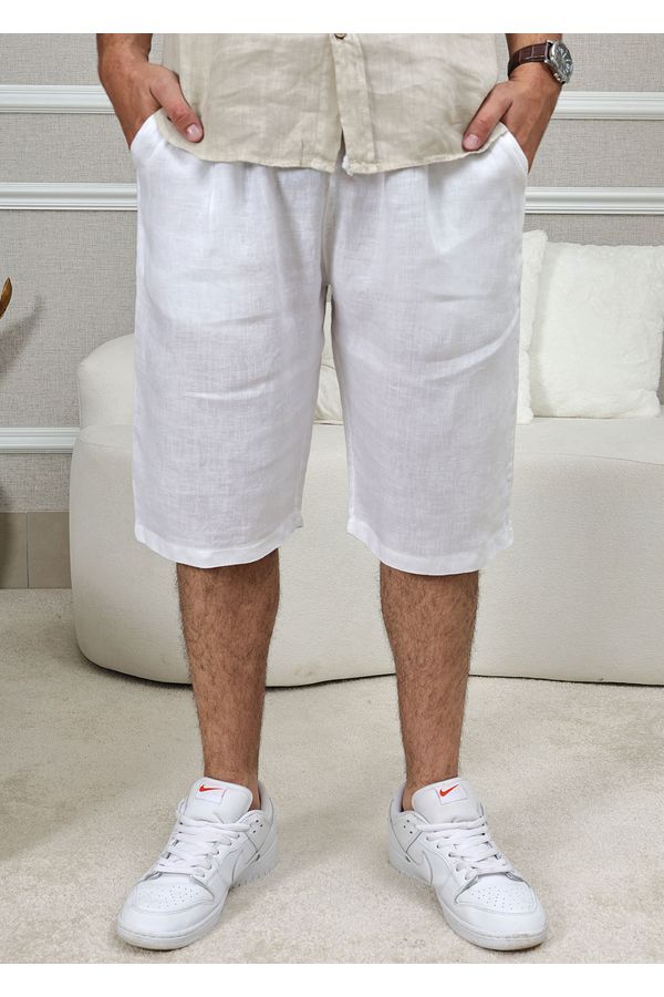 Bermuda Masculina Levi Linho Italiano Branca - Loja Linho Italiano