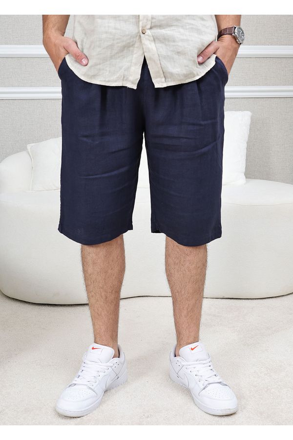 Bermuda Masculina Levi Linho Italiano Azul Marinho - Loja Linho Italiano