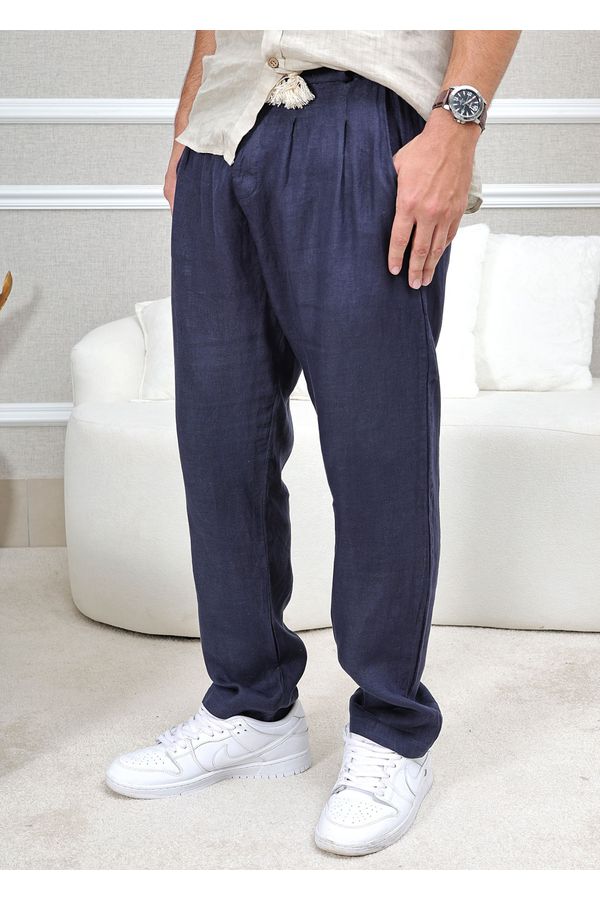 CALÇA DAVI MASCULINO AZUL MARINHO - Loja Linho Italiano