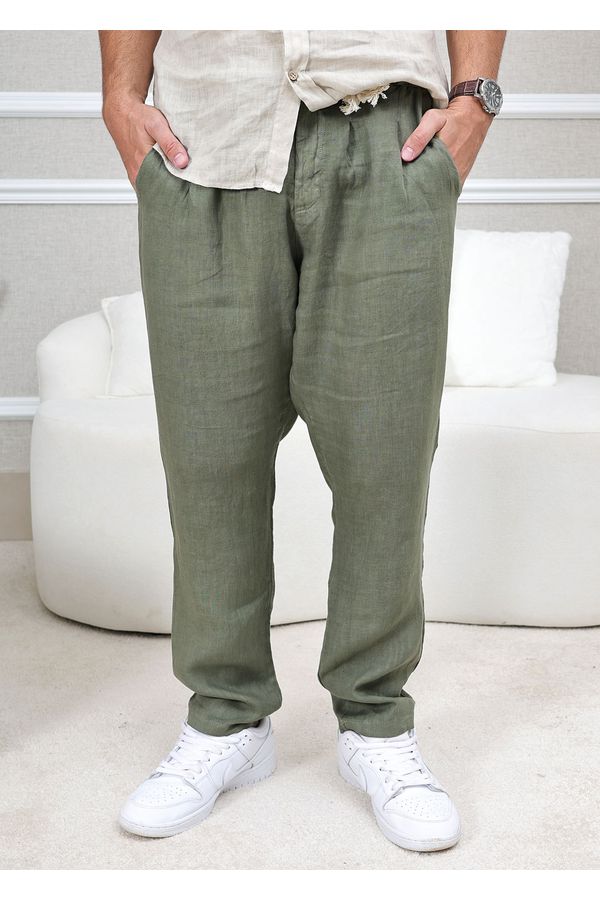 CALÇA DAVI MASCULINO VERDE MILITAR - Loja Linho Italiano