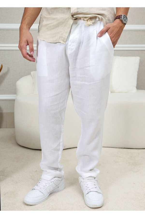 CALÇA DAVI MASCULINO BRANCO - Loja Linho Italiano