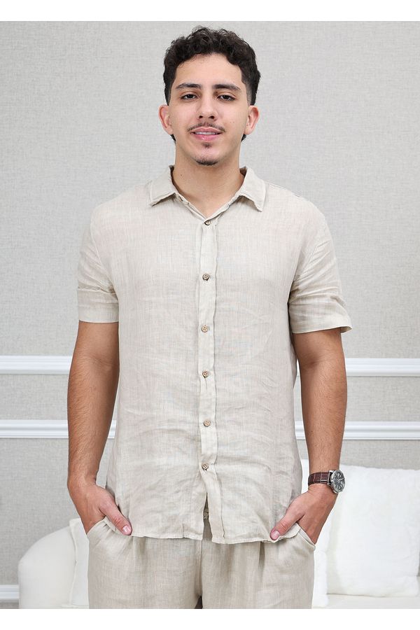 Camisa Masculina Manga Curta Davi - Linho Italiano... - Loja Linho Italiano