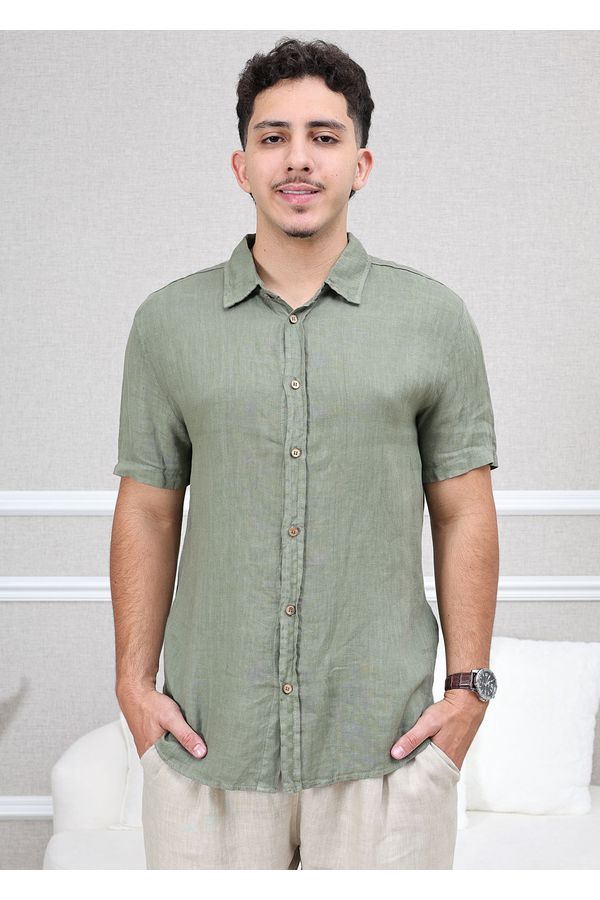 Camisa Masculina Manga Curta Davi - Linho Italiano... - Loja Linho Italiano