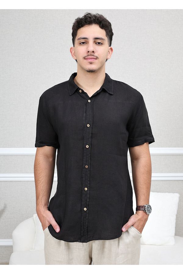 Camisa Masculina Manga Curta Davi - Linho Italiano... - Loja Linho Italiano