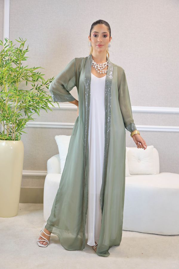 CARDIGAN PAULINA MILITAR - Loja Linho Italiano