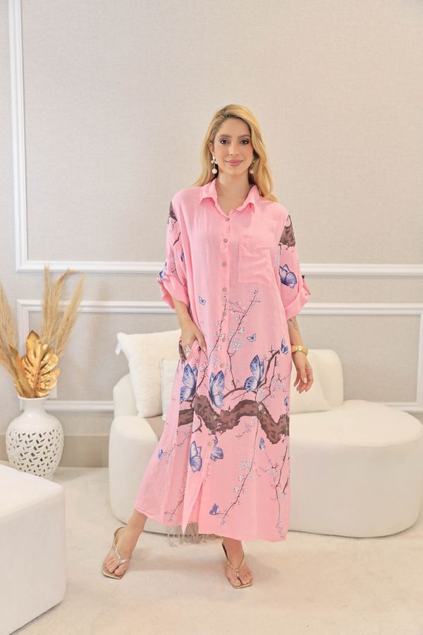 CHEMISE ARLETE ROSA CHICLETE - Loja Linho Italiano