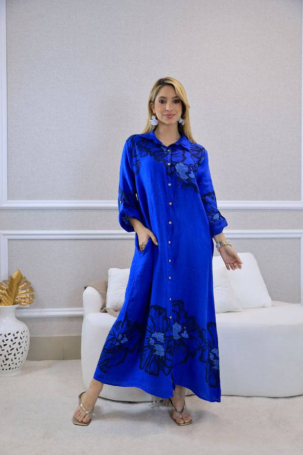 CHEMISE BERENICE AZUL BIC - Loja Linho Italiano