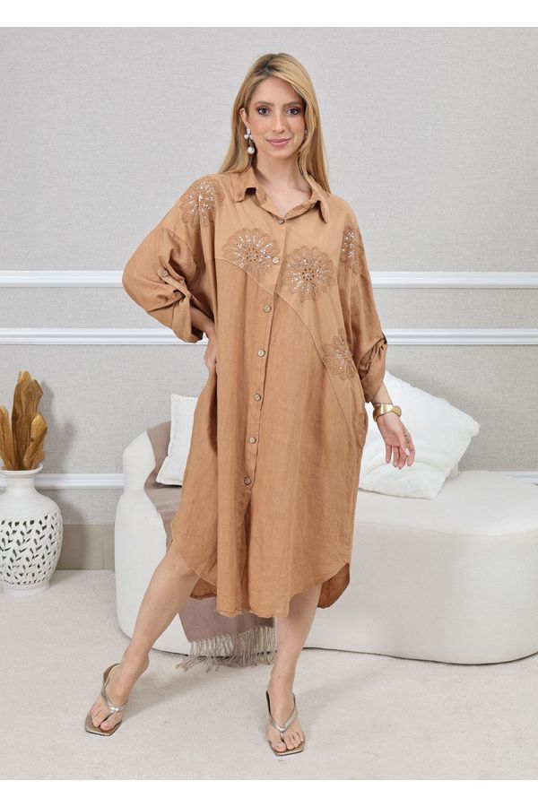 CHEMISE KÁTIA CARAMELO - Loja Linho Italiano