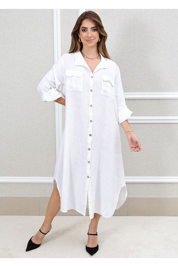 CHEMISE MIRELA BRANCO - Loja Linho Italiano